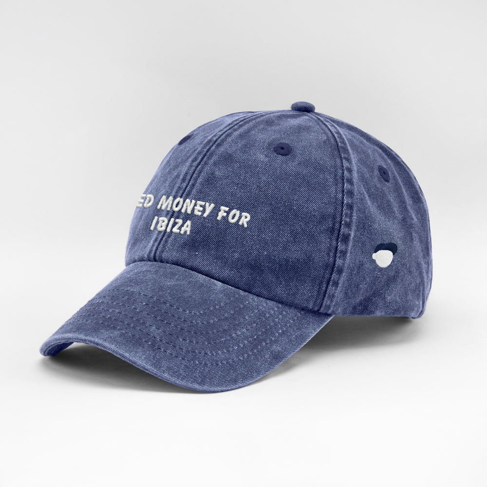 Cappellino vintage in cotone "Need money for Ibiza"