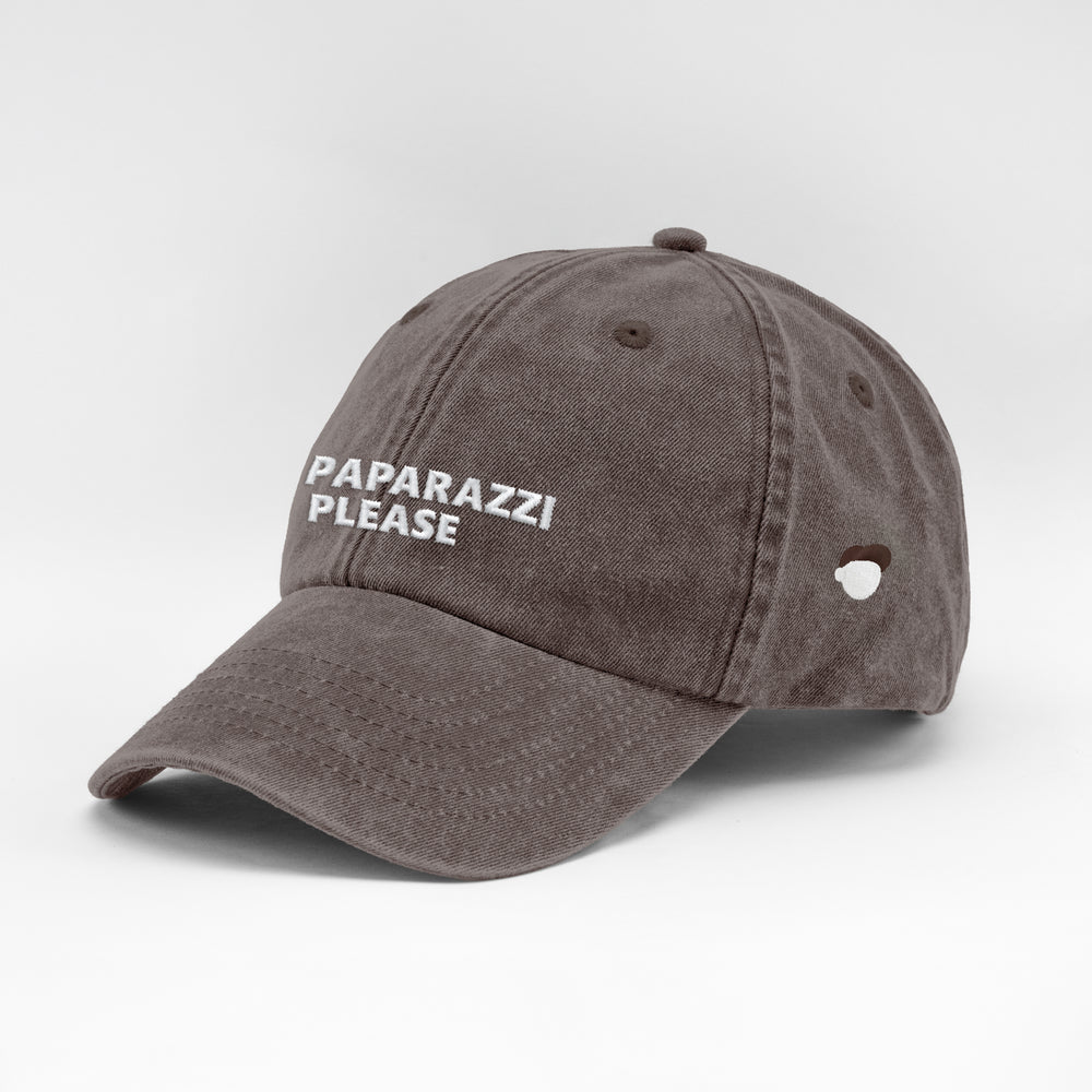 Cappellino vintage in cotone "No paparazzi please"