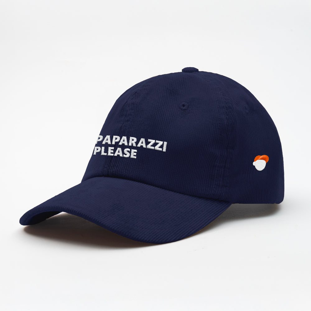 Cappellino in velluto a coste "No paparazzi please"