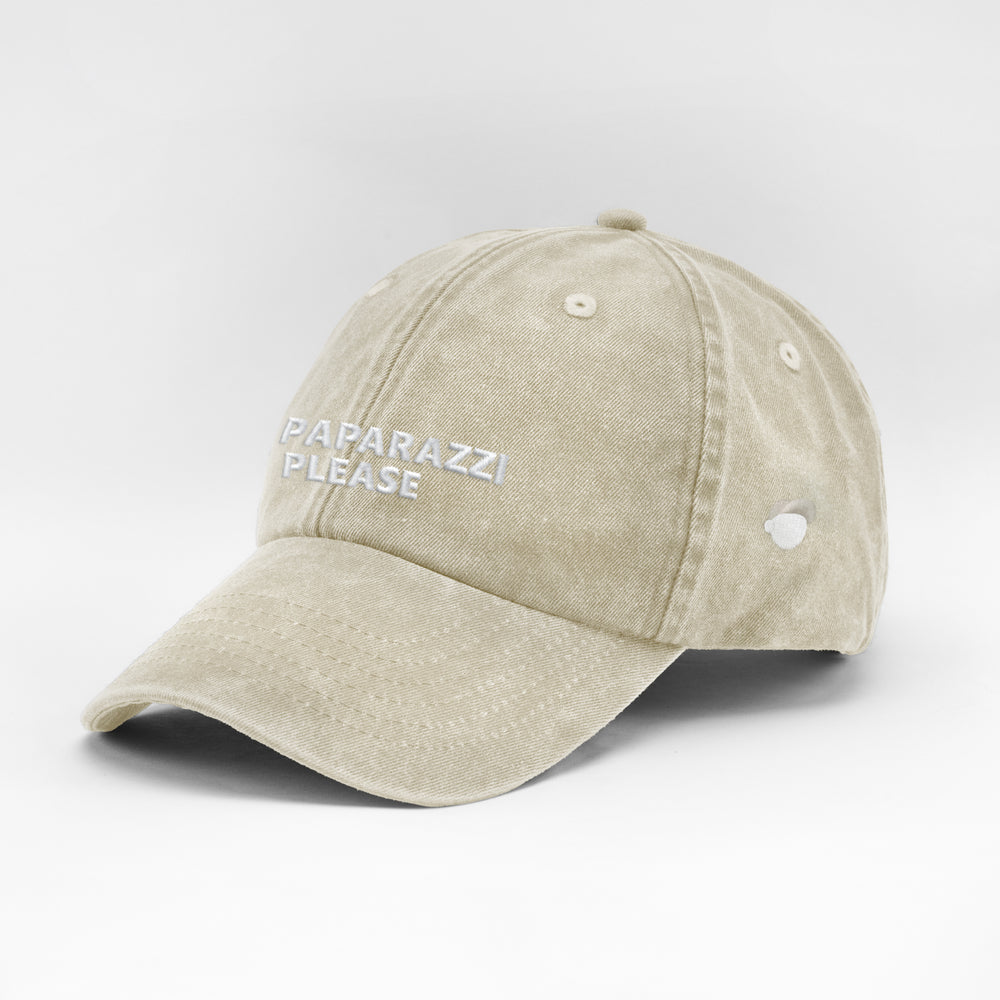 Cappellino vintage in cotone "No paparazzi please"