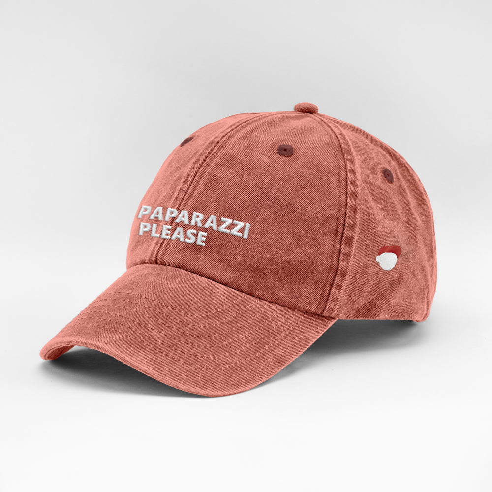 Cappellino vintage in cotone "No paparazzi please"