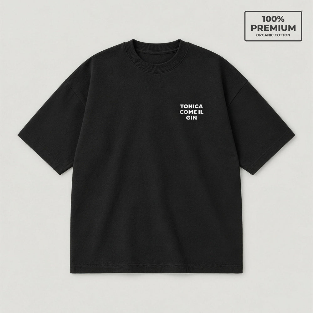 T-shirt Tonica come il gin Nero - flat lay fronte