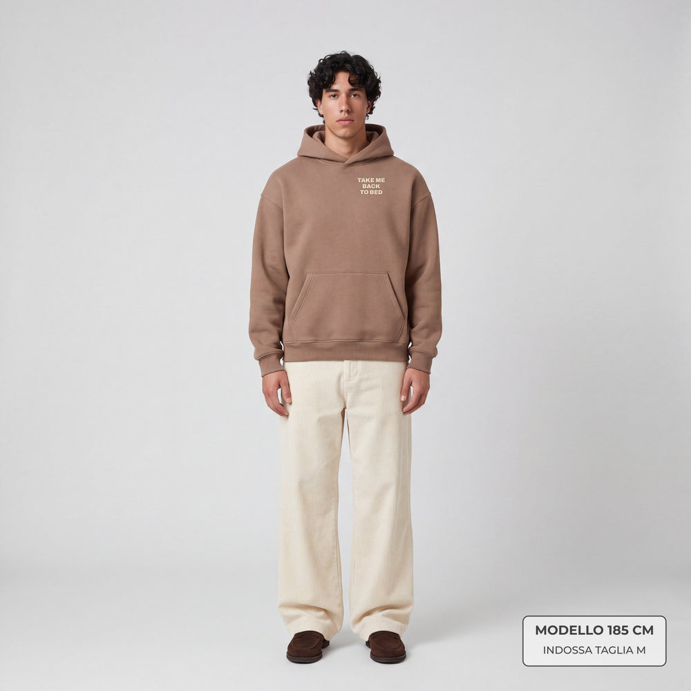 Felpa con cappuccio Take me back to bed Marrone - modello