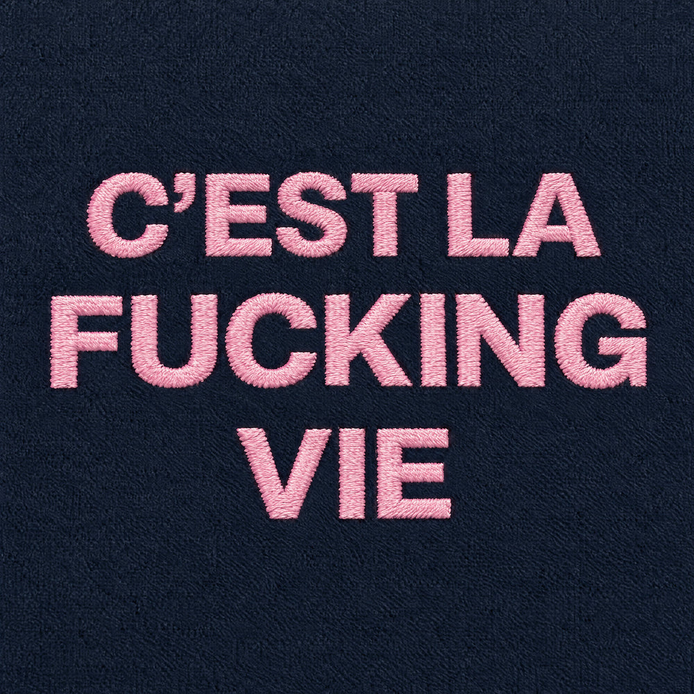 Felpa C'est la fucking vie Blu - zoom ricamo