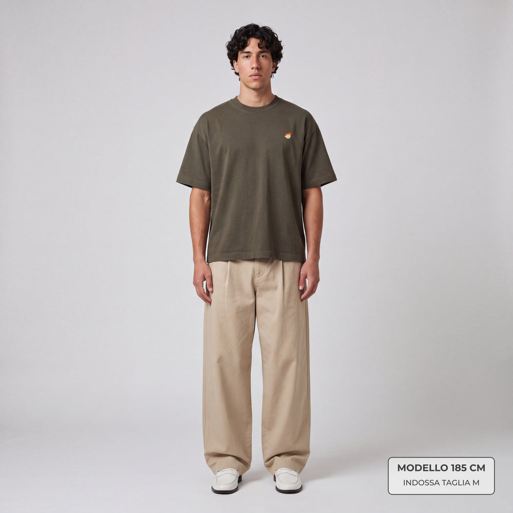 T-Shirt Oversize Essentials Verde - modello