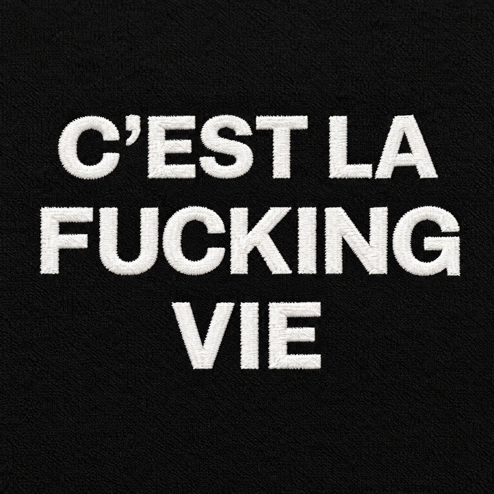 Felpa C'est la fucking vie Nero - zoom ricamo