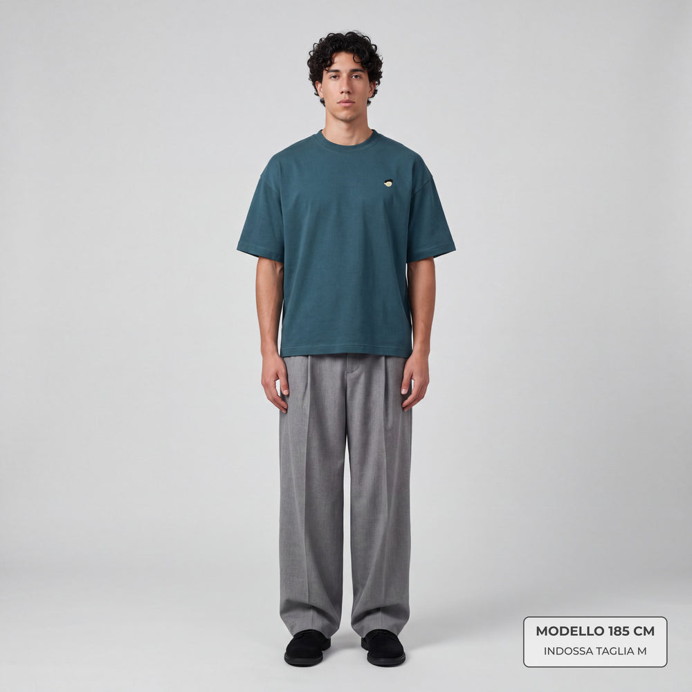T-Shirt Oversize Essentials Petrolio - modello