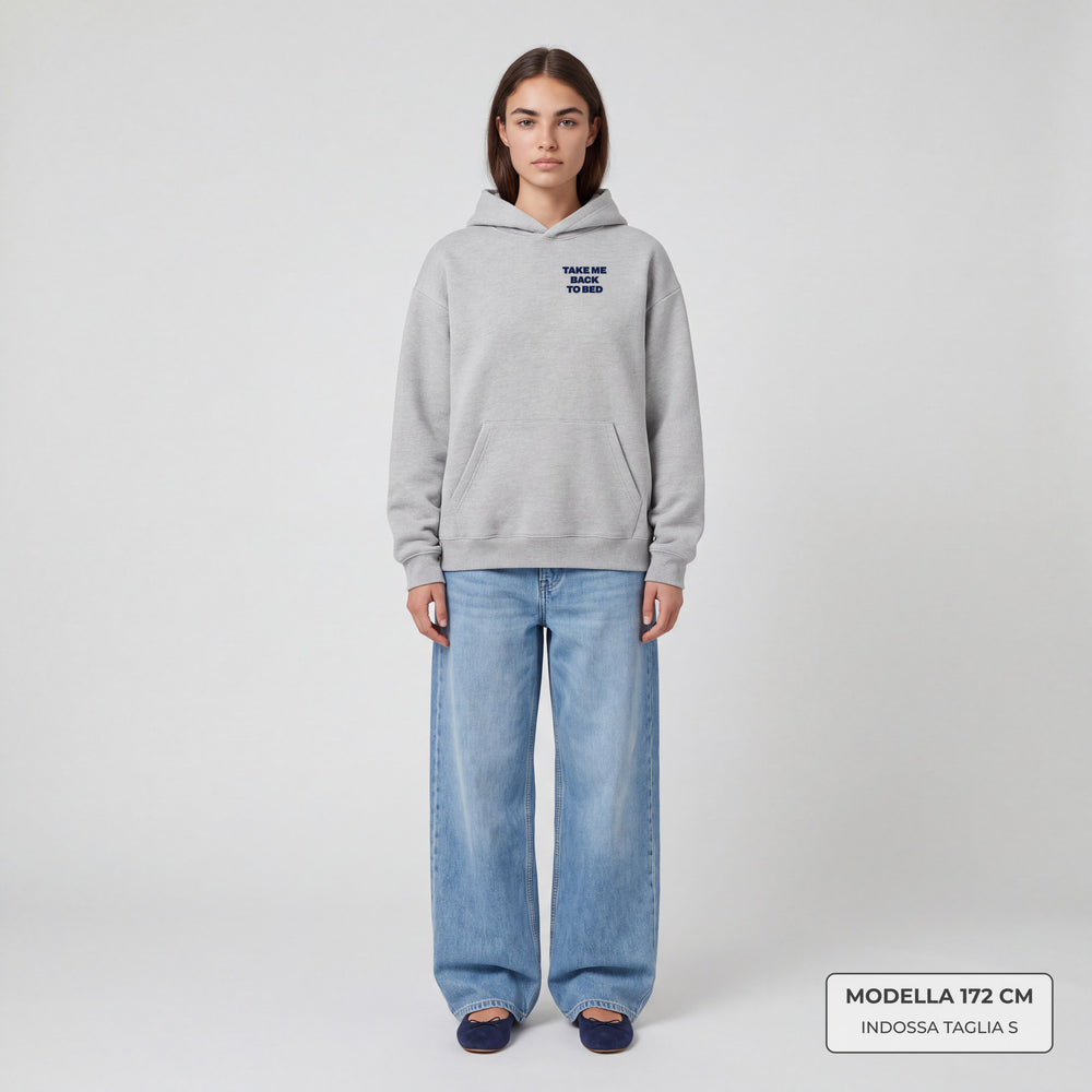 Felpa con cappuccio Take me back to bed Grigio - modella