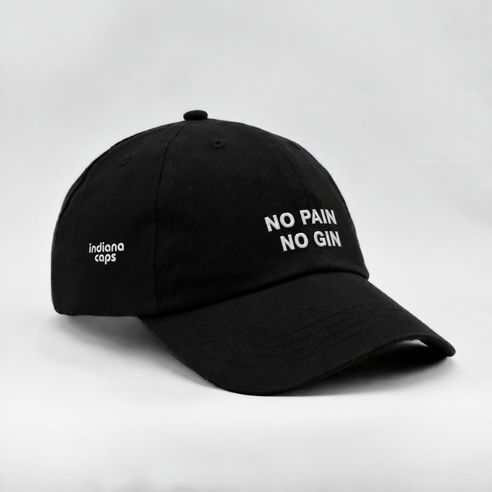 Cappellino No Pain No Gin nero, tre quarti destra