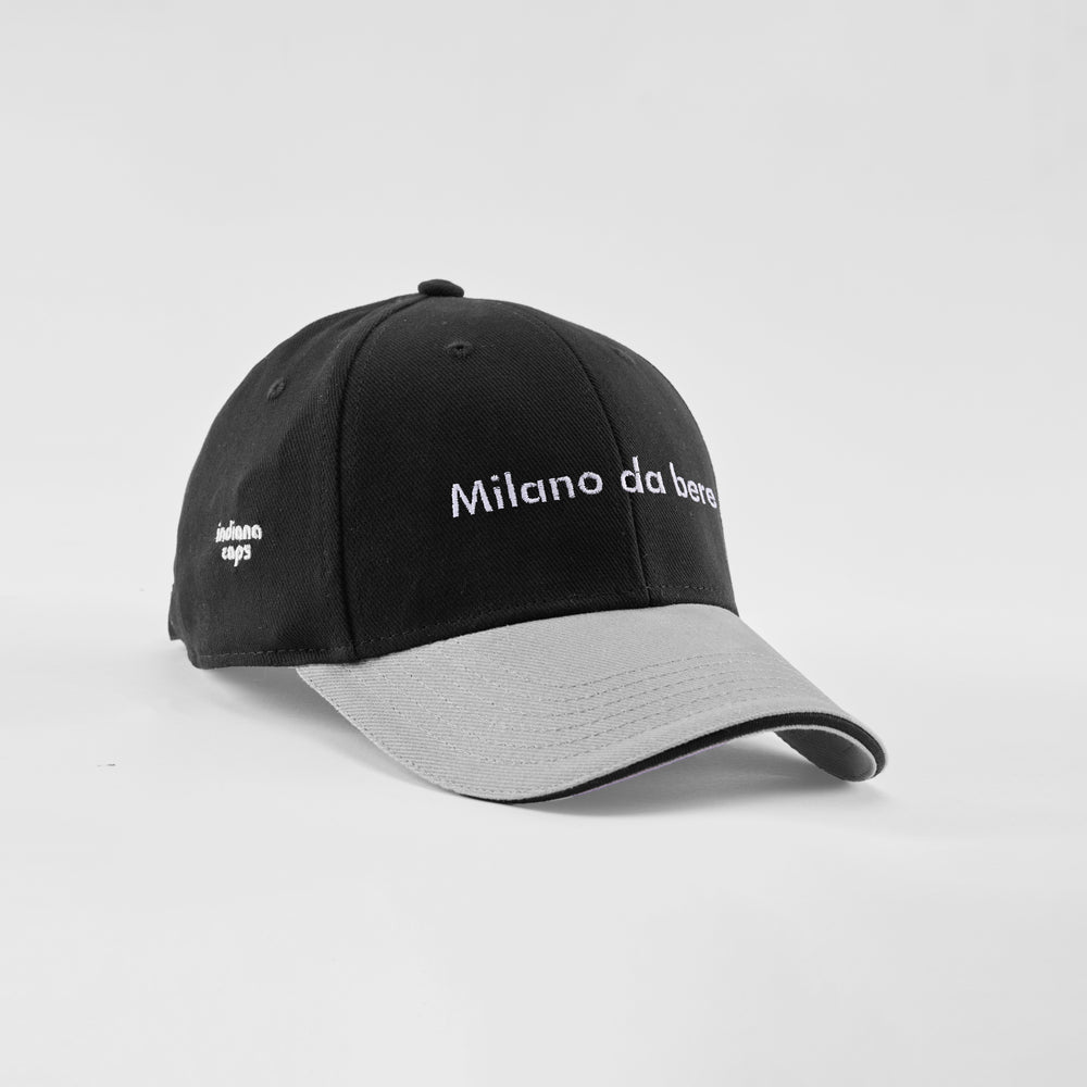 Cappellino bicolore in caldo cotone "Milano da bere"