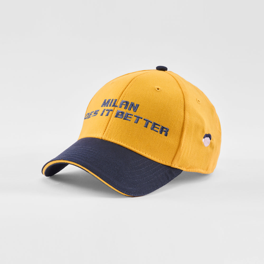Cappellino bicolore in caldo cotone "Milan does it better"