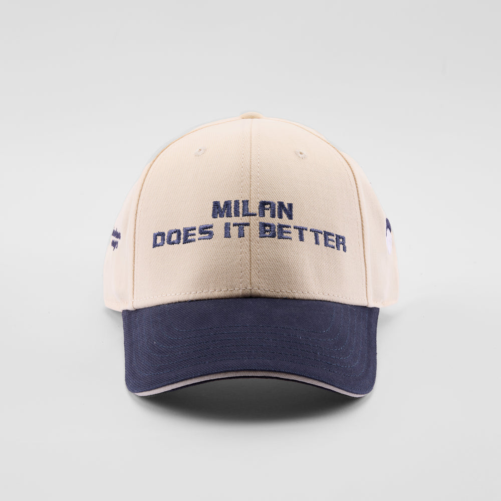 Cappellino bicolore in caldo cotone "Milan does it better"