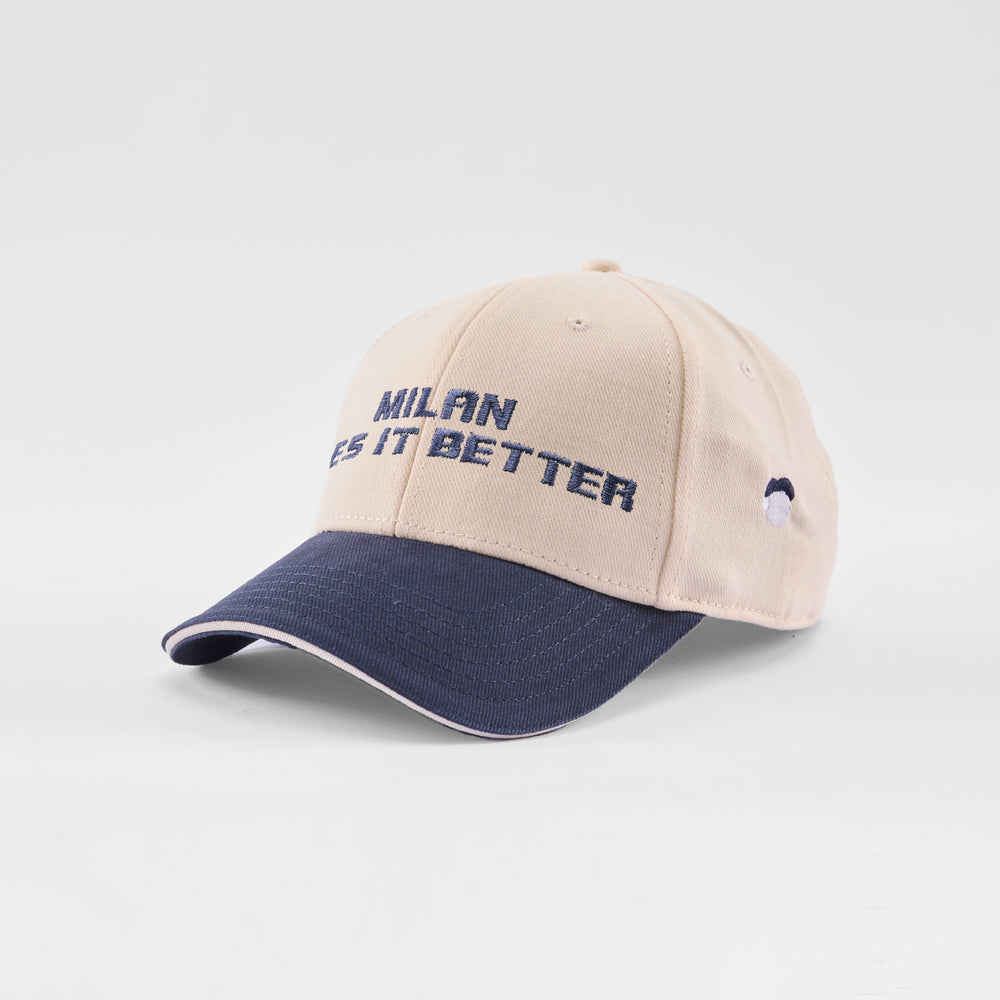 Cappellino bicolore in caldo cotone "Milan does it better"