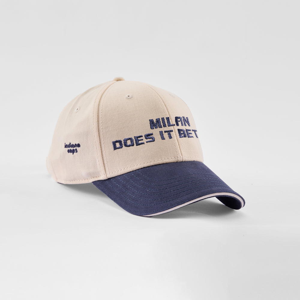 Cappellino bicolore in caldo cotone "Milan does it better"