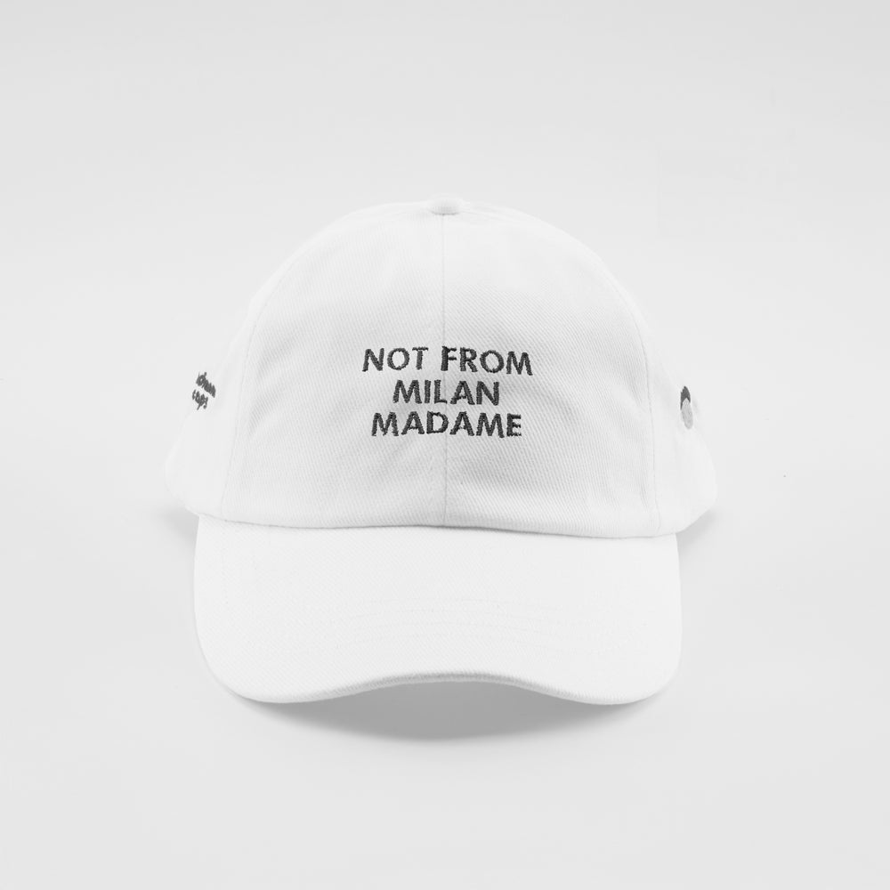 Cappellino in cotone "Not from Milan madame"