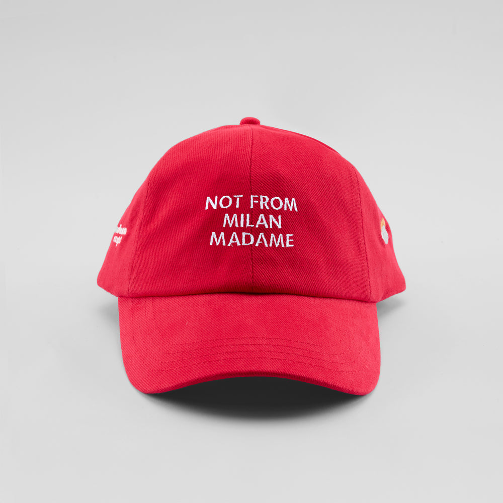 Cappellino in cotone "Not from Milan madame"