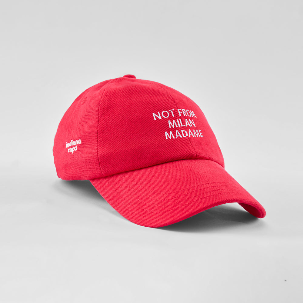 Cappellino in cotone "Not from Milan madame"