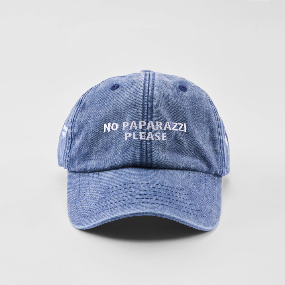 Cappellino vintage in cotone "No paparazzi please"