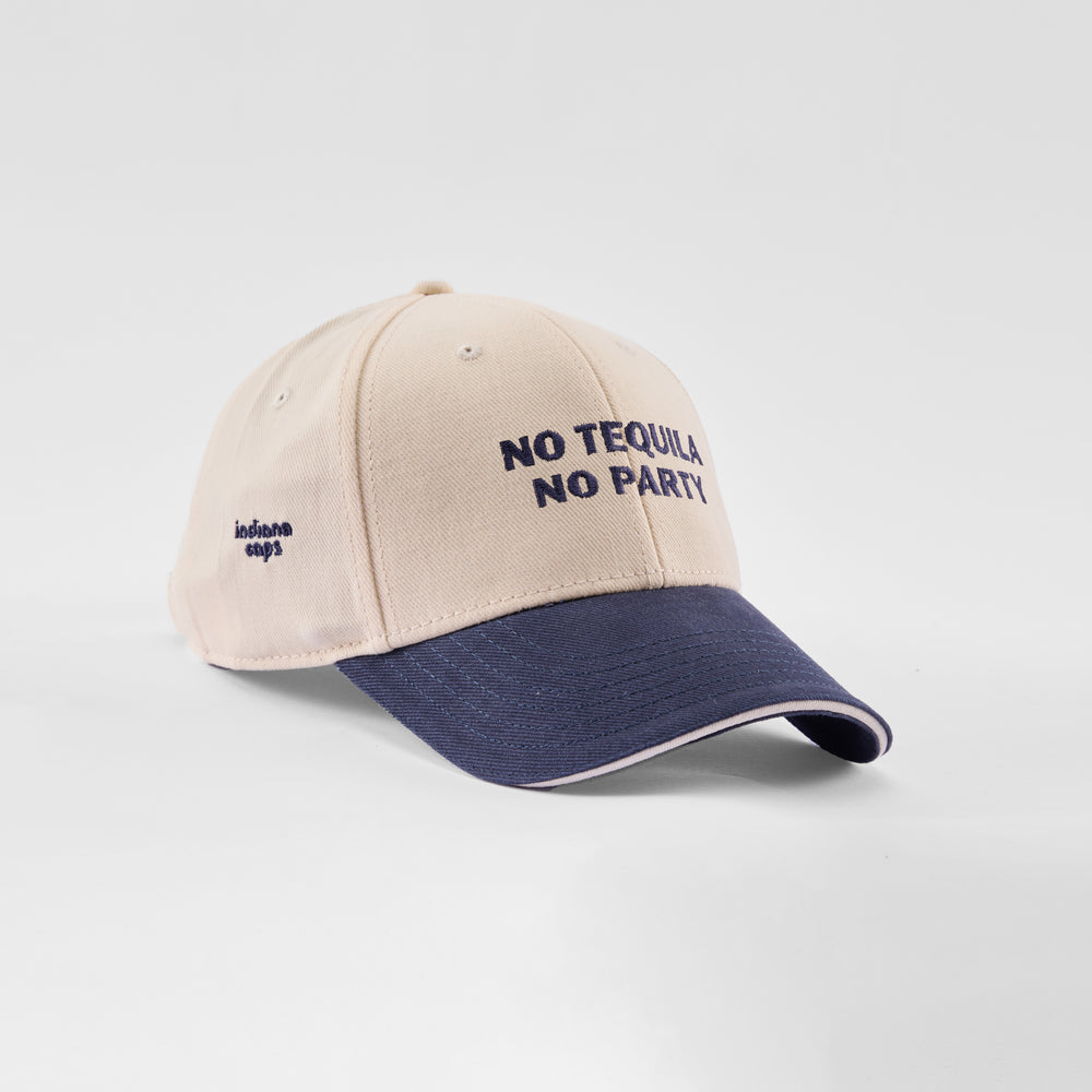 Cappellino bicolore in caldo cotone "No Tequila no Party"