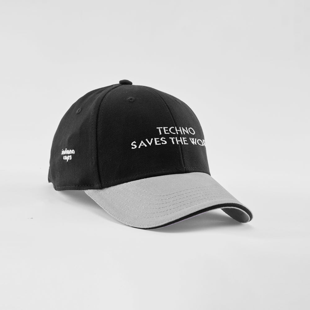 Cappellino bicolore in caldo cotone "Techno saves the world"