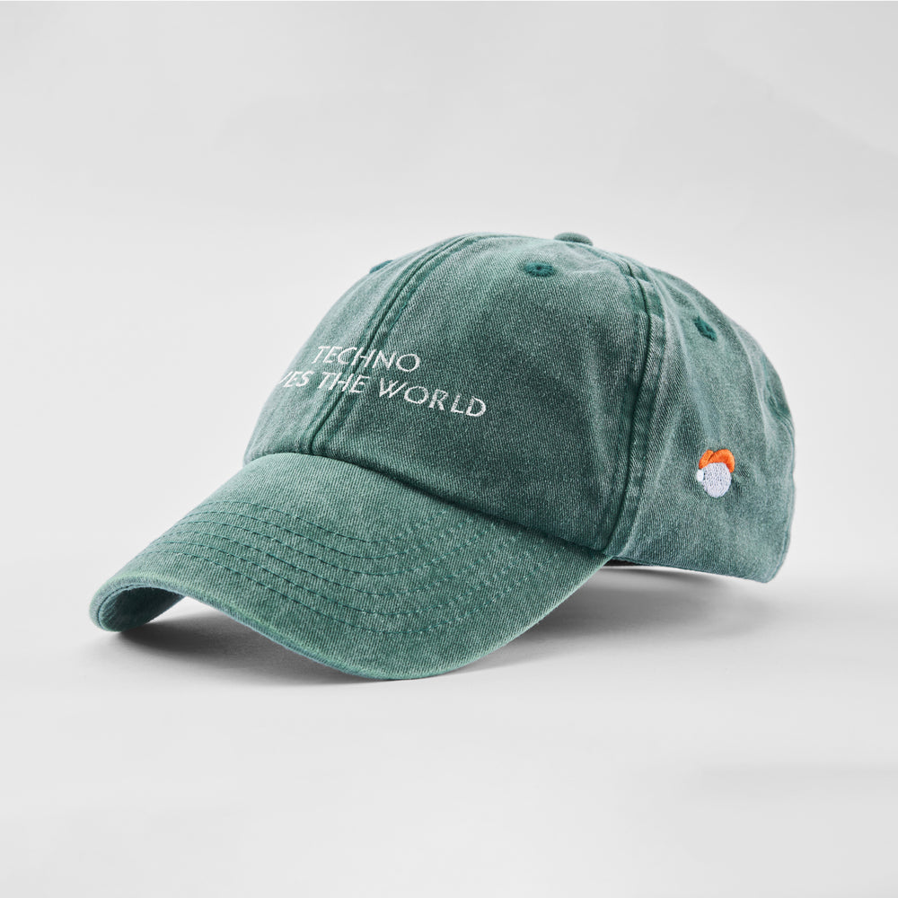 Cappellino vintage in cotone "Techno saves the world"
