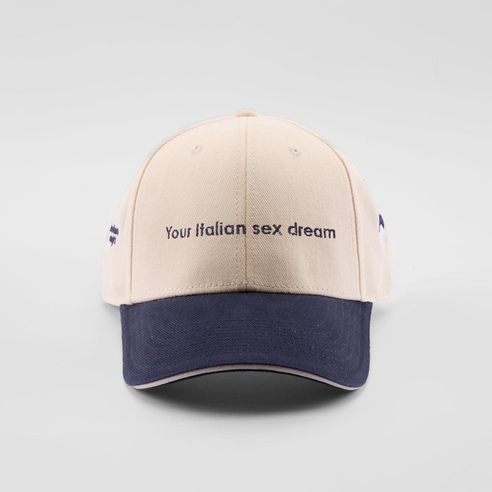 Cappellino bicolore in caldo cotone "Your Italian sex dream"