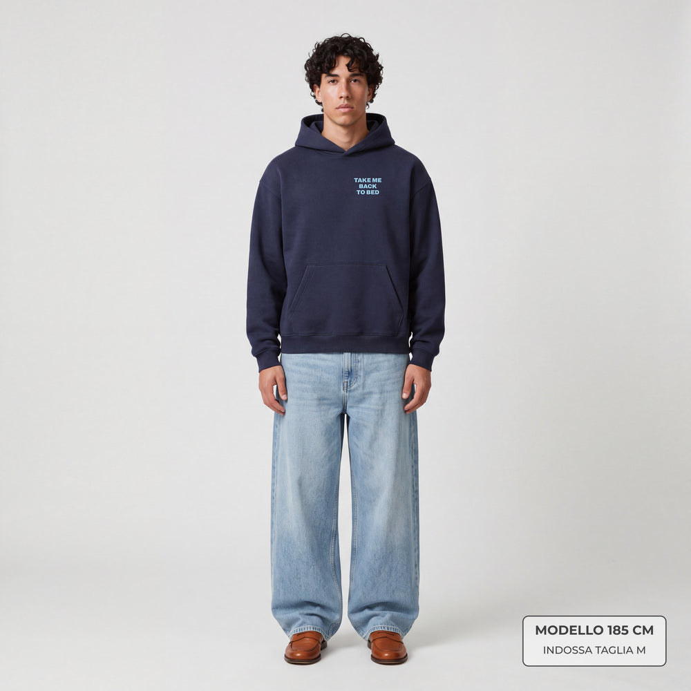 Felpa con cappuccio Take me back to bed Blu - modello