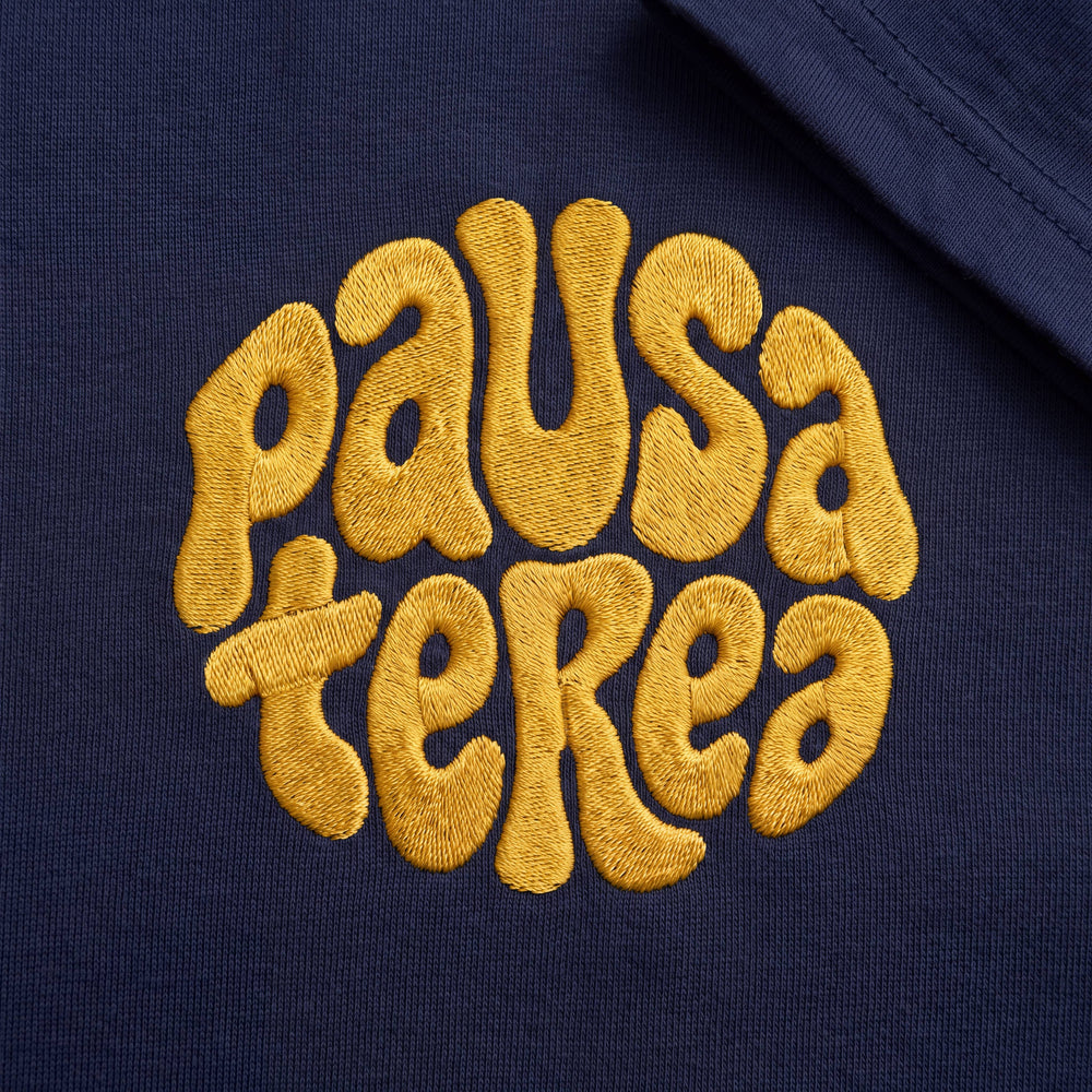 T-Shirt Oversize Pausa Terea Blu - zoom ricamo