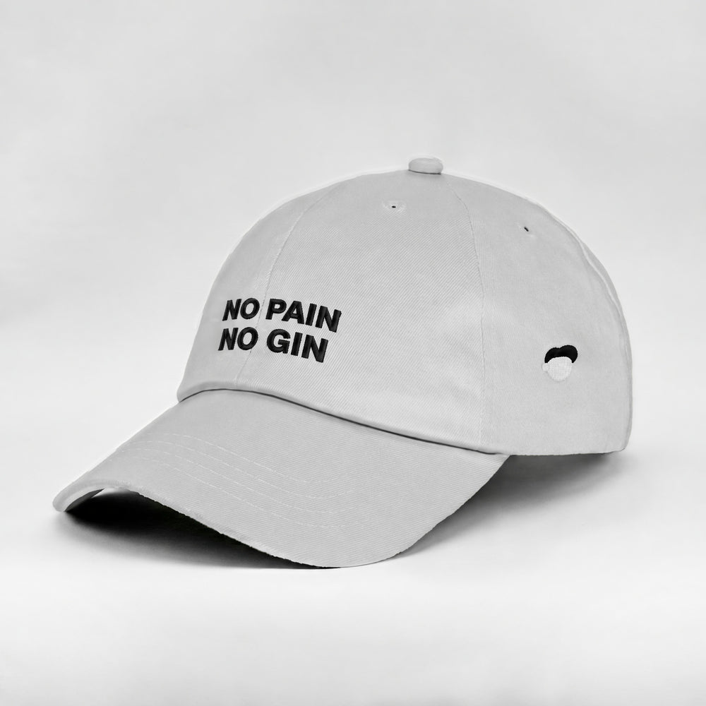 Cappellino No Pain No Gin bianco, tre quarti sinistra