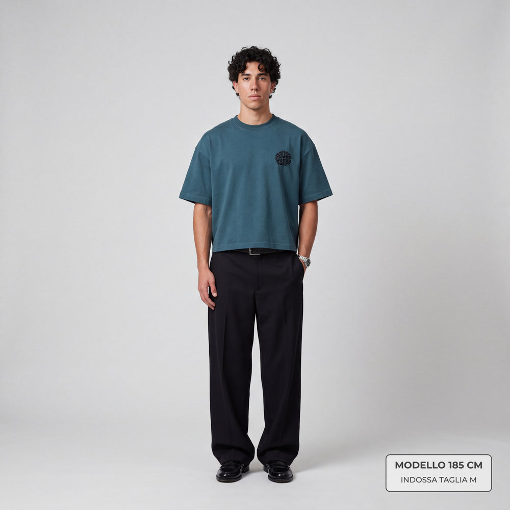 T-Shirt Oversize Pausa Terea Petrolio - modello