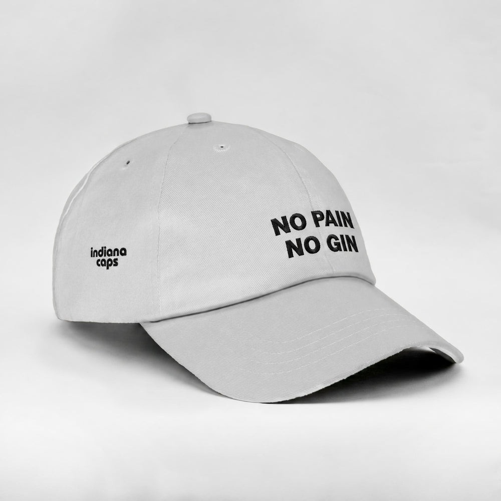 Cappellino No Pain No Gin bianco, tre quarti destra