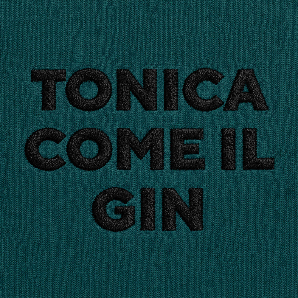T-shirt Tonica come il gin Petrolio - zoom ricamo