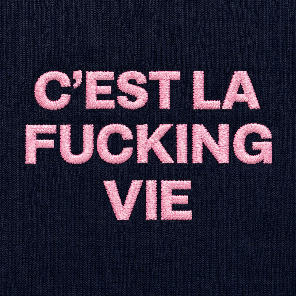 T-shirt C'est la fucking vie Blu - zoom ricamo