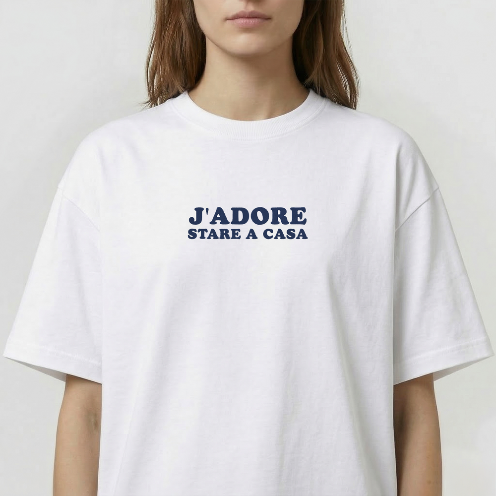 T-Shirt Oversize "J'ADORE Stare a Casa"