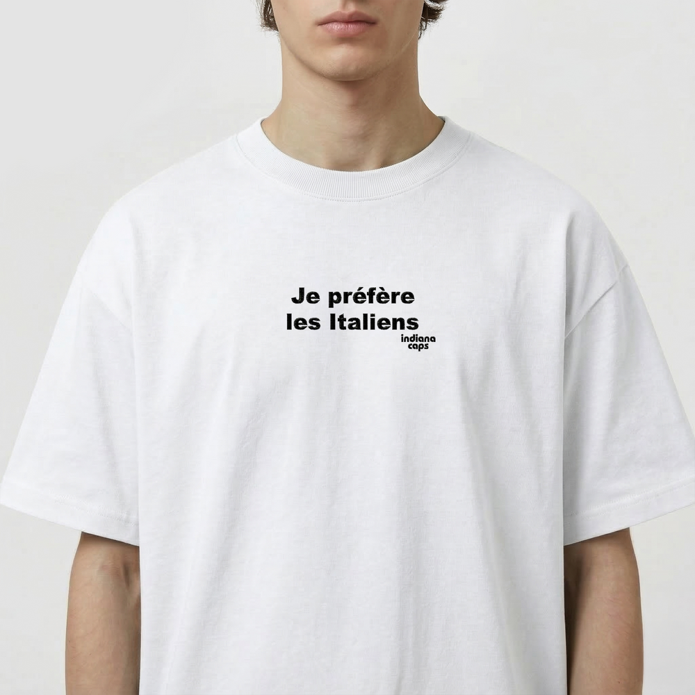 T-Shirt Oversize "Je Préfère Les Italiens"