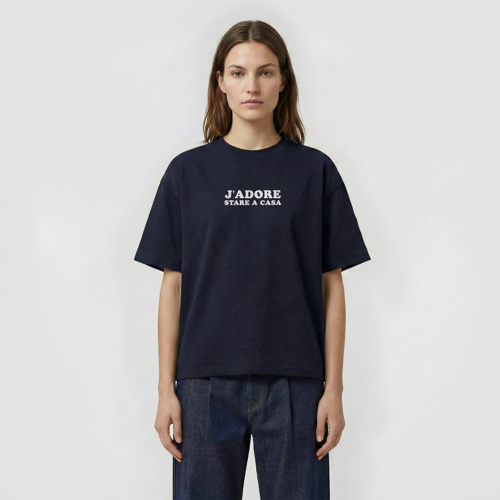 T-Shirt Oversize "J'ADORE Stare a Casa"