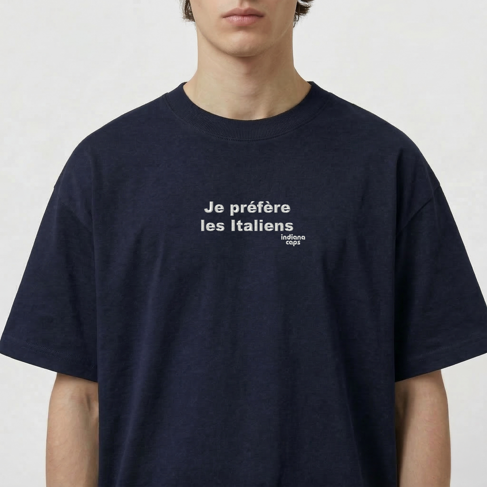 T-Shirt Oversize "Je Préfère Les Italiens"