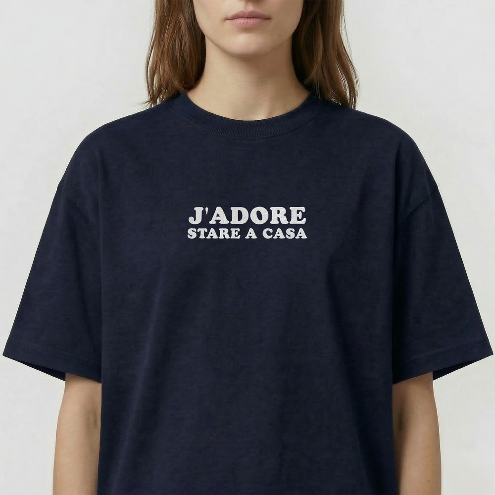 T-Shirt Oversize "J'ADORE Stare a Casa"