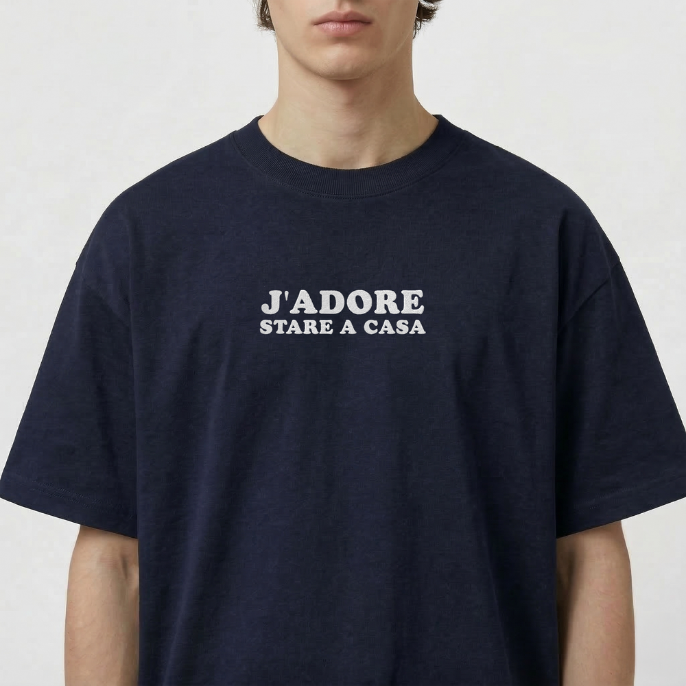 T-Shirt Oversize "J'ADORE Stare a Casa"