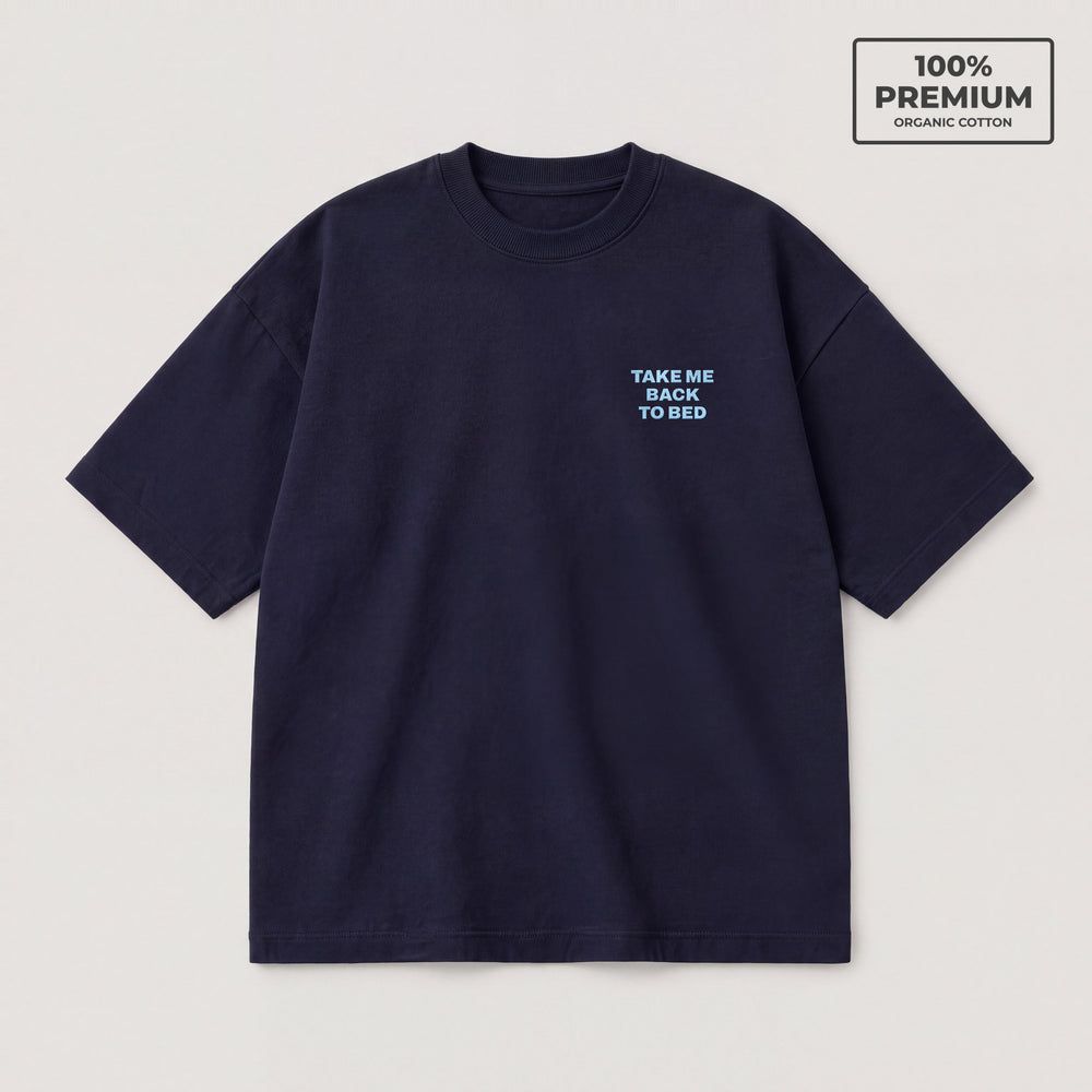 T-shirt Take me back to bed Blu - flat lay fronte