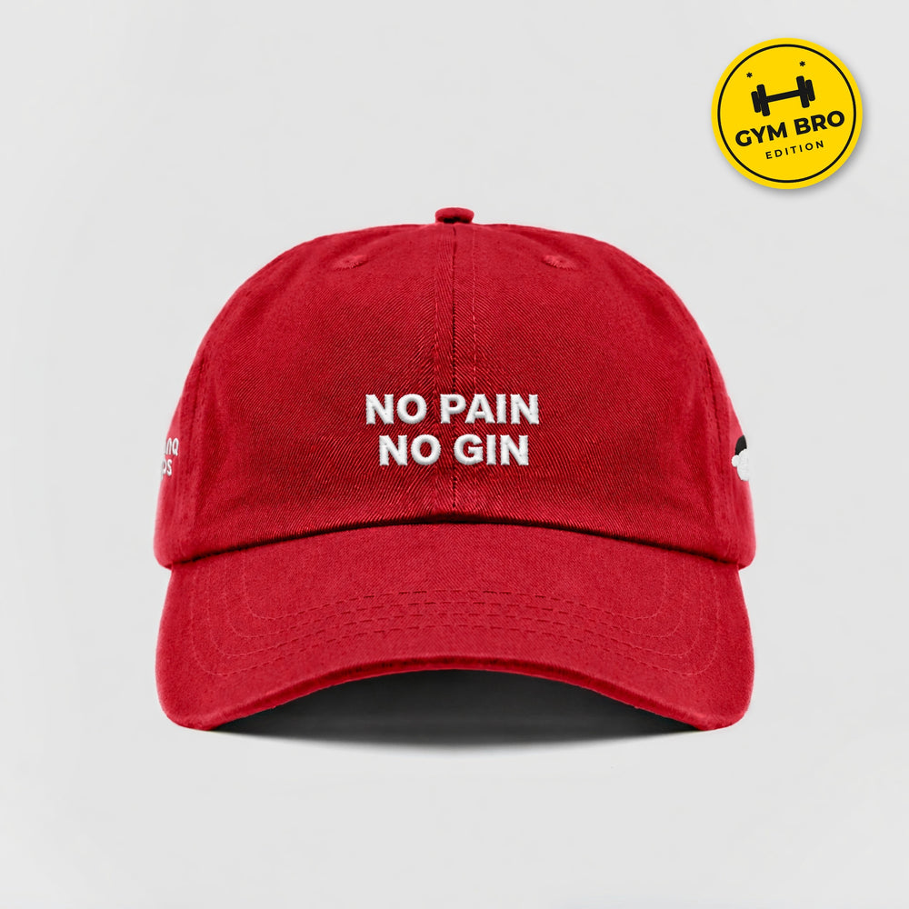 Cappellino No Pain No Gin rosso, fronte
