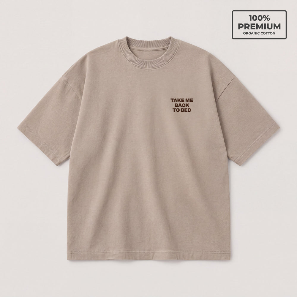 T-shirt Take me back to bed Beige - flat lay fronte