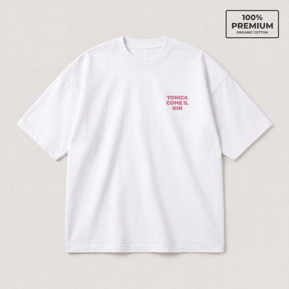 T-shirt Tonica come il gin Bianco - flat lay fronte
