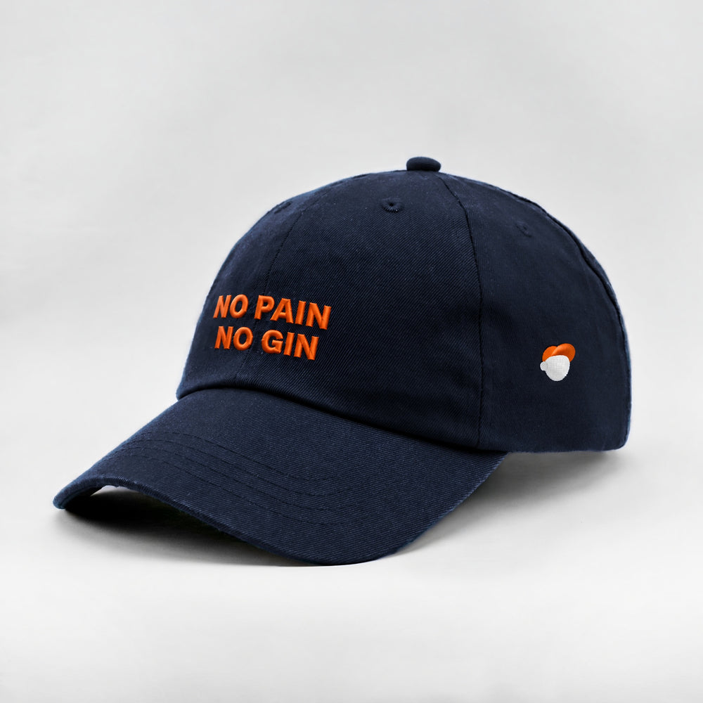 Cappellino No Pain No Gin blu, tre quarti sinistra