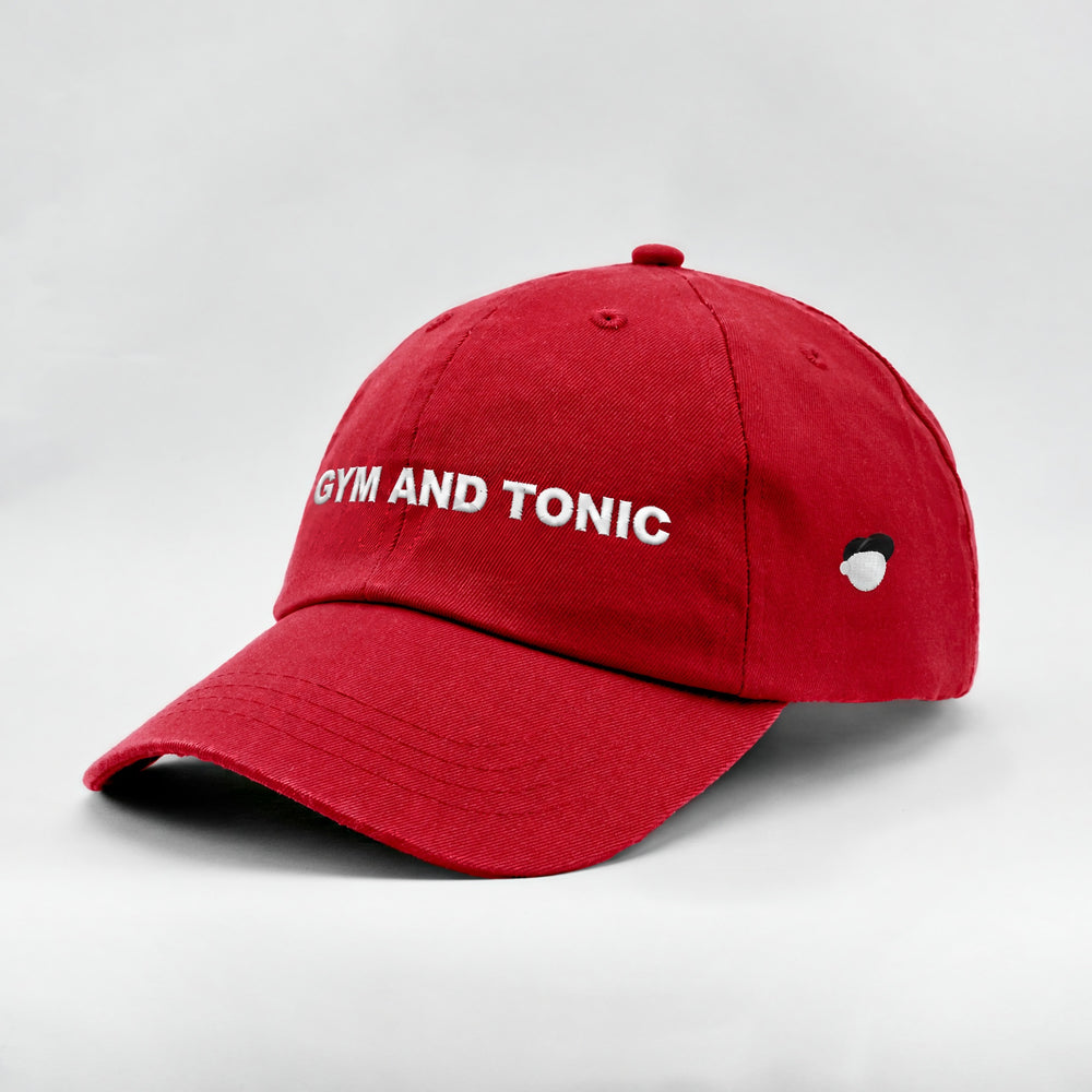 Cappellino Gym and Tonic rosso, tre quarti sinistra