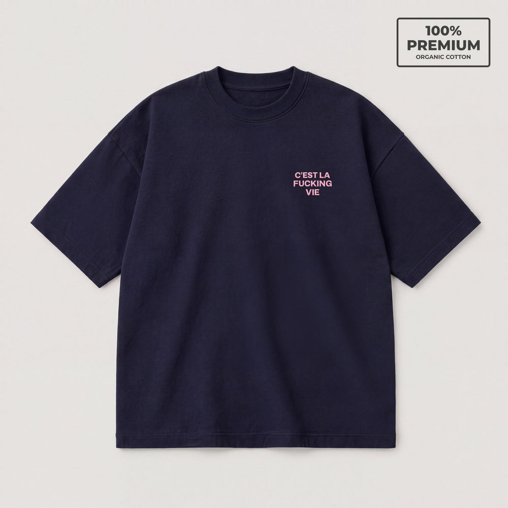 T-shirt C'est la fucking vie Blu - flat lay fronte