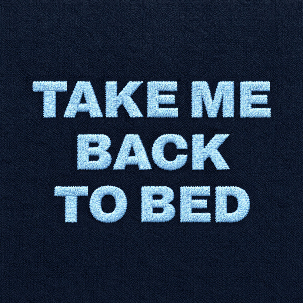 Felpa con cappuccio Take me back to bed Blu - zoom ricamo