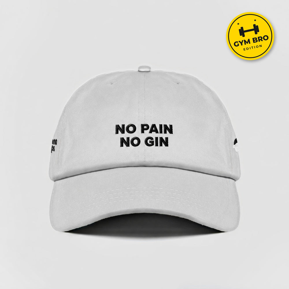 Cappellino No Pain No Gin bianco, fronte