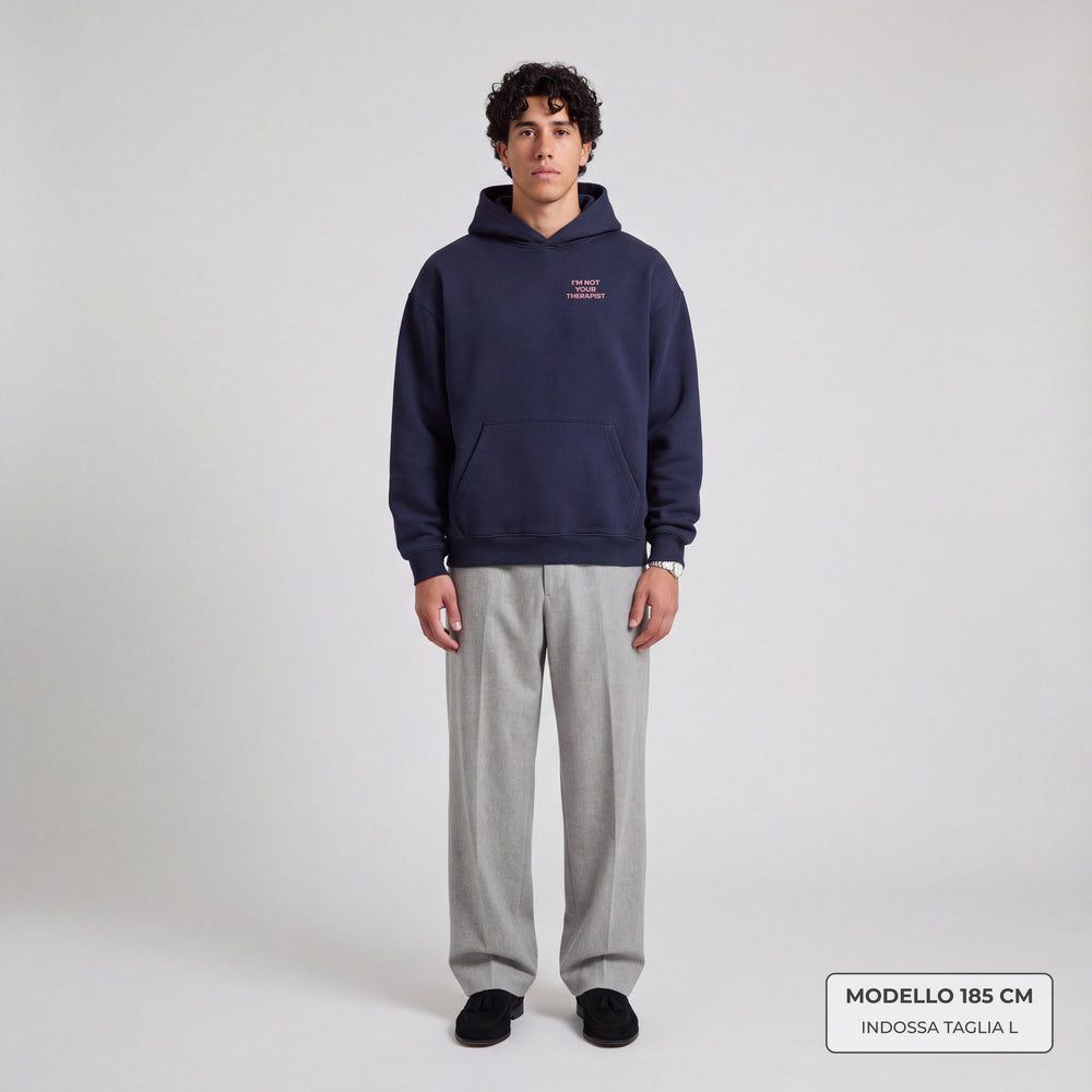 Felpa con cappuccio "I'm not your Therapist" blu - modello