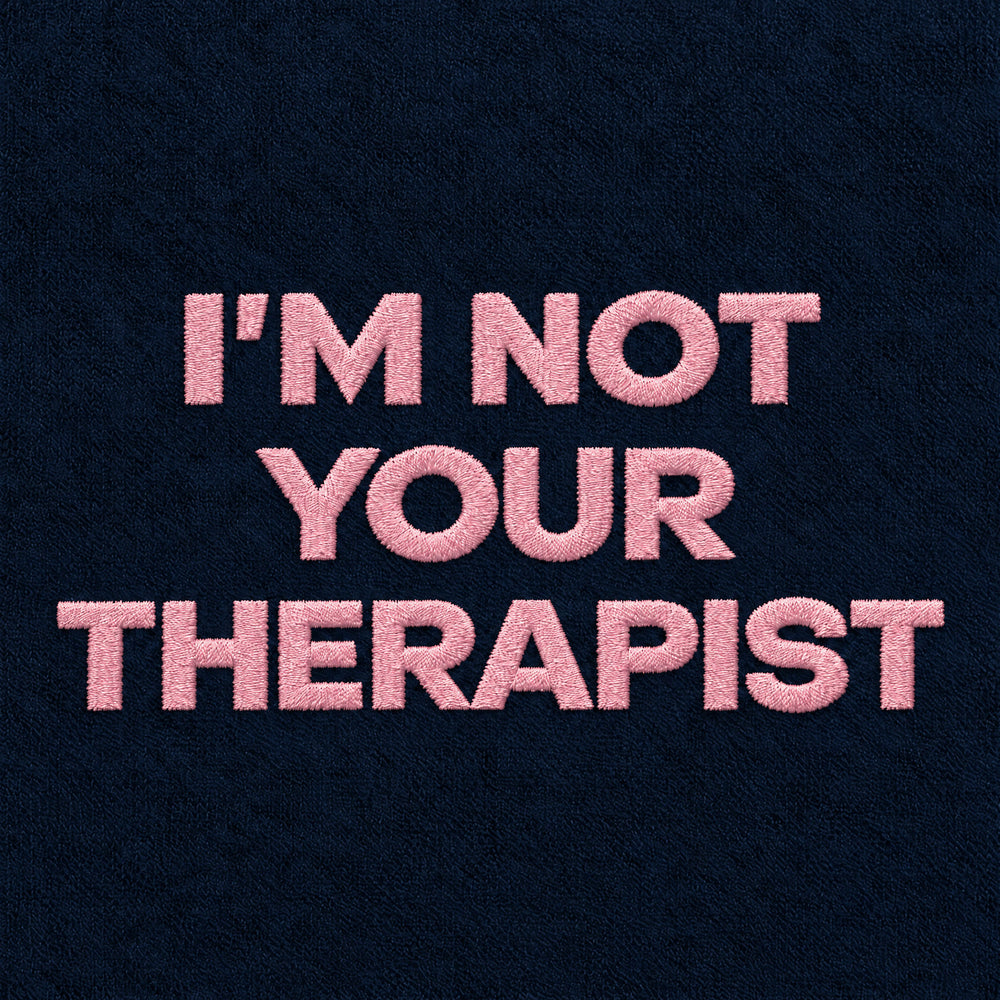 Felpa con cappuccio "I'm not your Therapist" blu - zoom ricamo